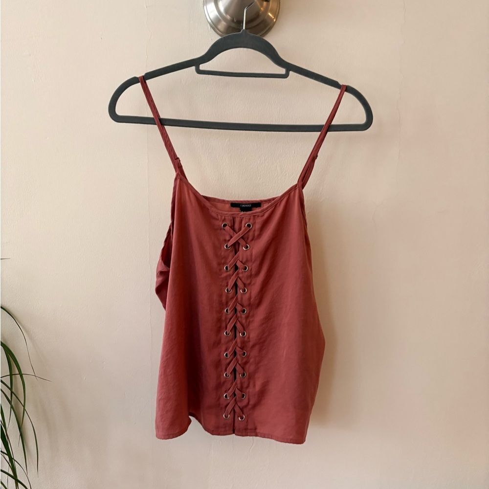 Forever 21 Lace-Up Camisole - Terracotta Size Large